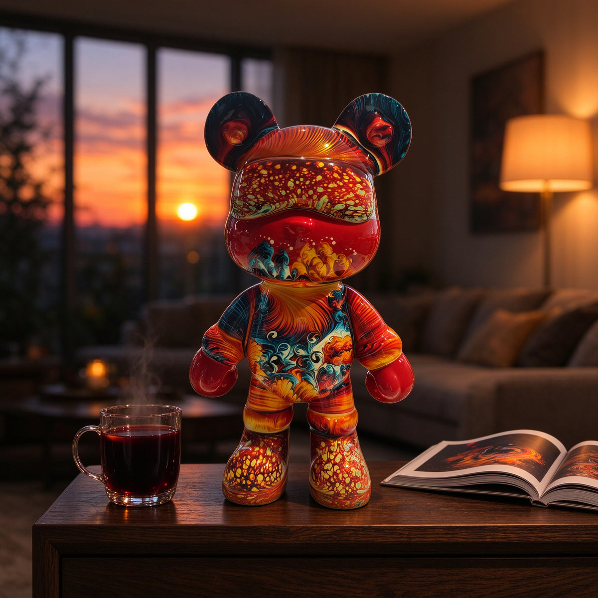 Molten Sunset Fluid Art Bear