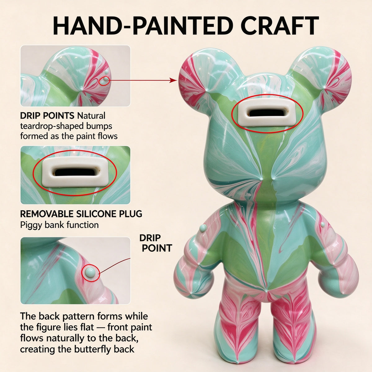 Mint Deer Fluid Art Bear