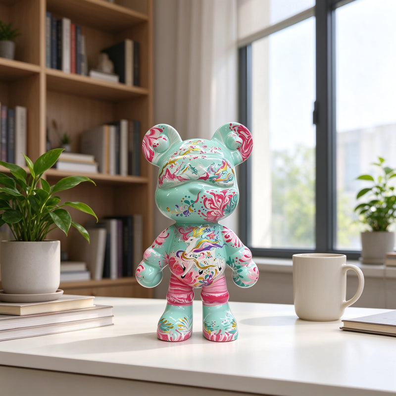 Mint Deer Fluid Art Bear
