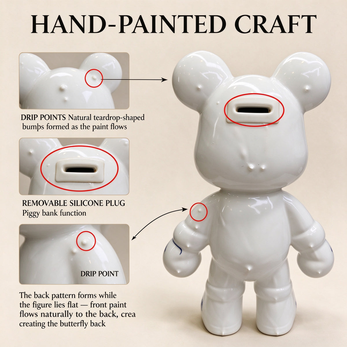 Porcelain Blue Fluid Art Bear