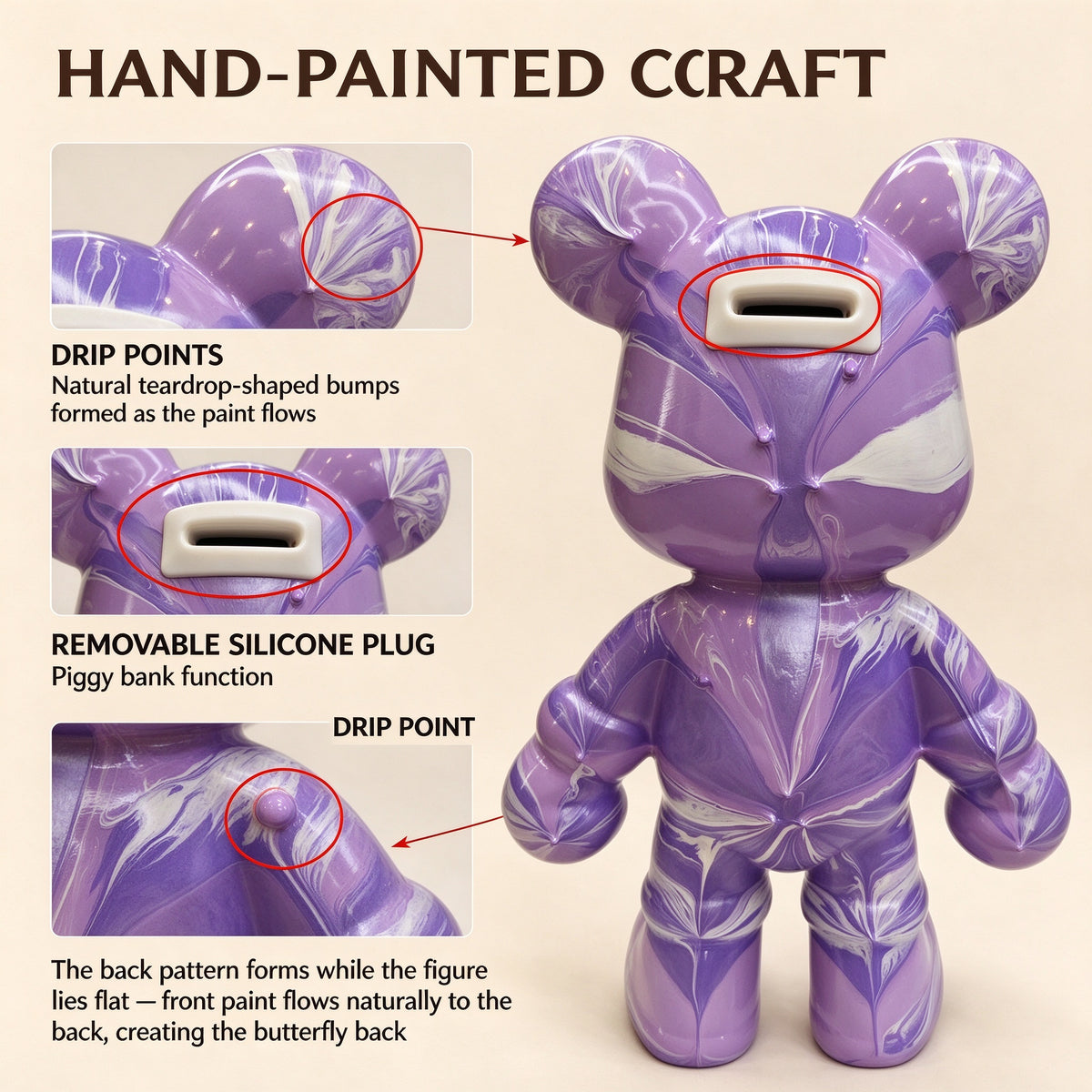 Violet Landscape Fluid Art Bear