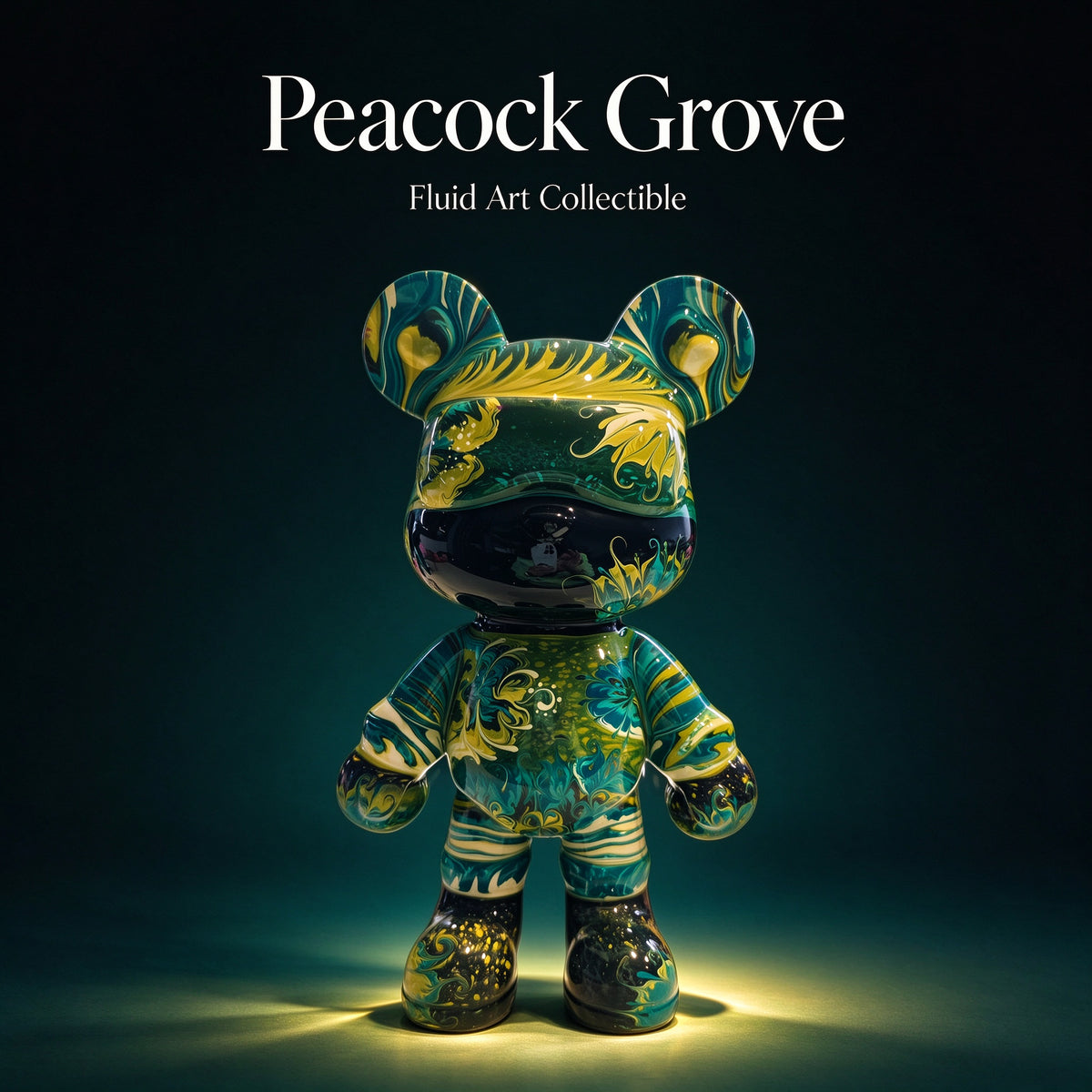 Peacock Grove Fluid Art Bear