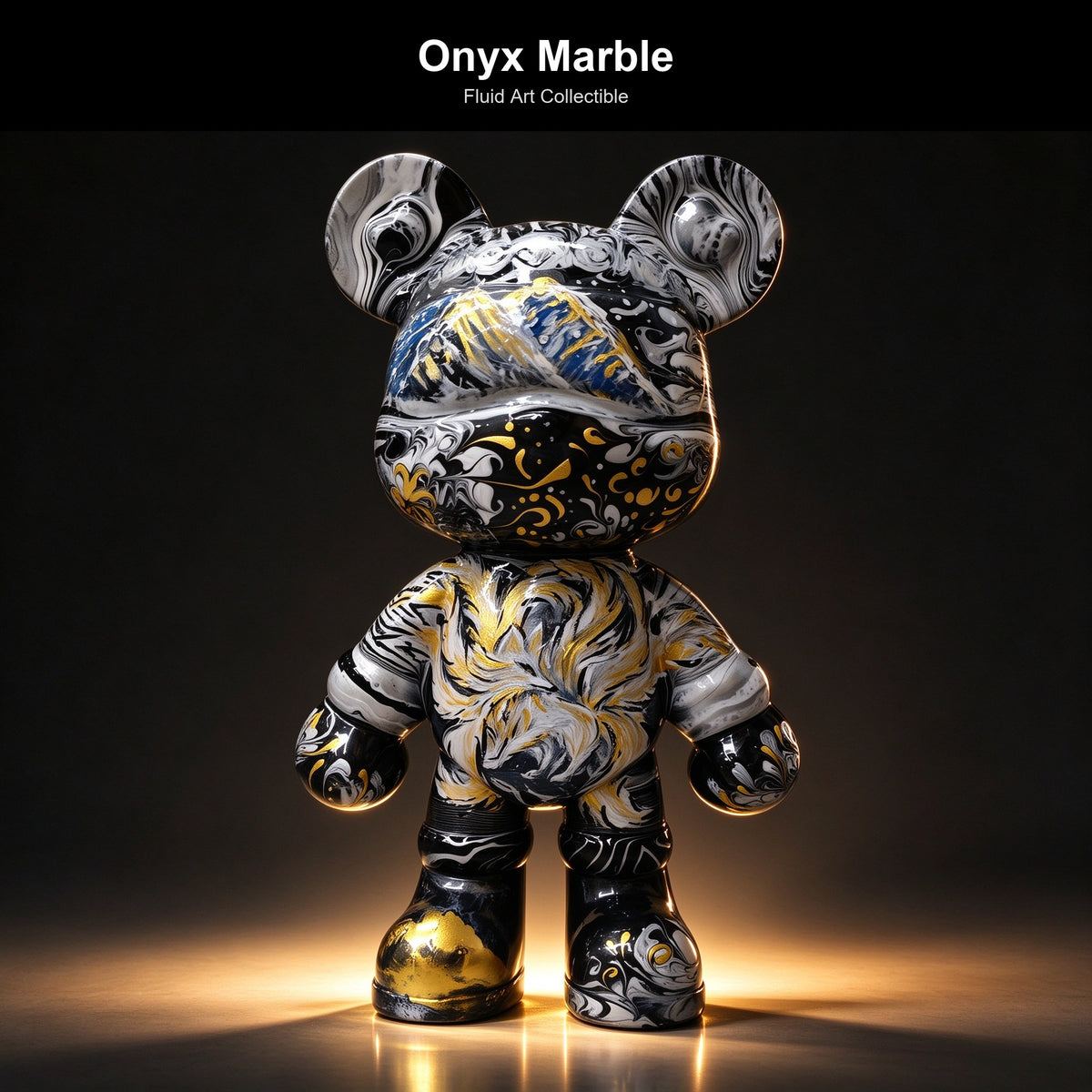 Onyx Marble Fluid Art Bear