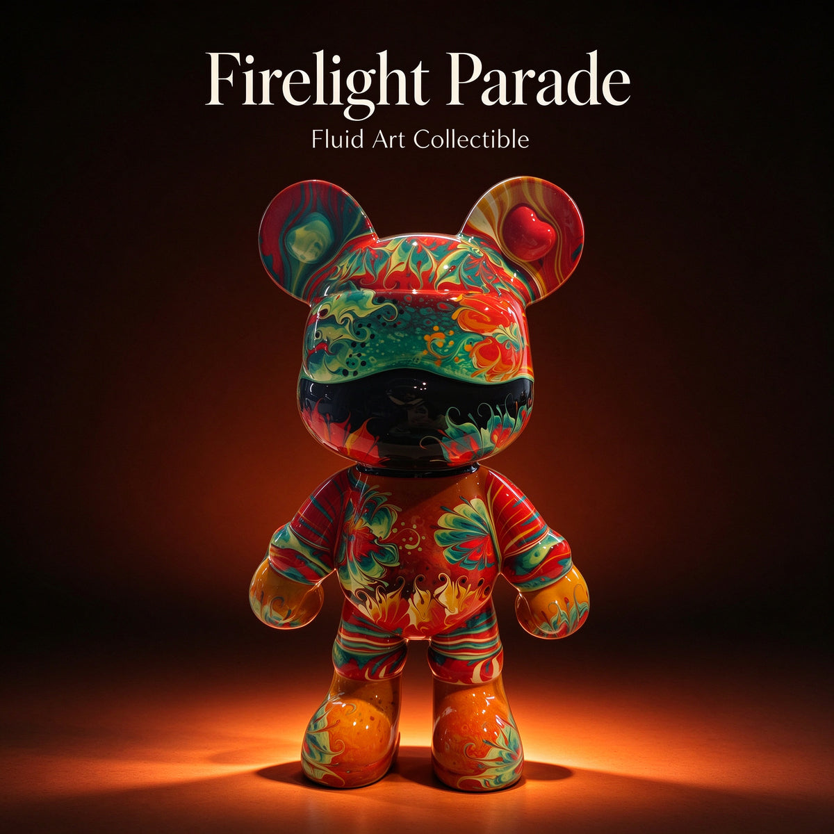 Firelight Parade Fluid Art Bear