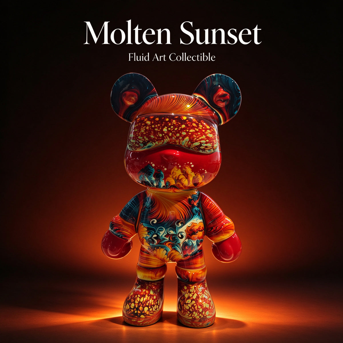 Molten Sunset Fluid Art Bear