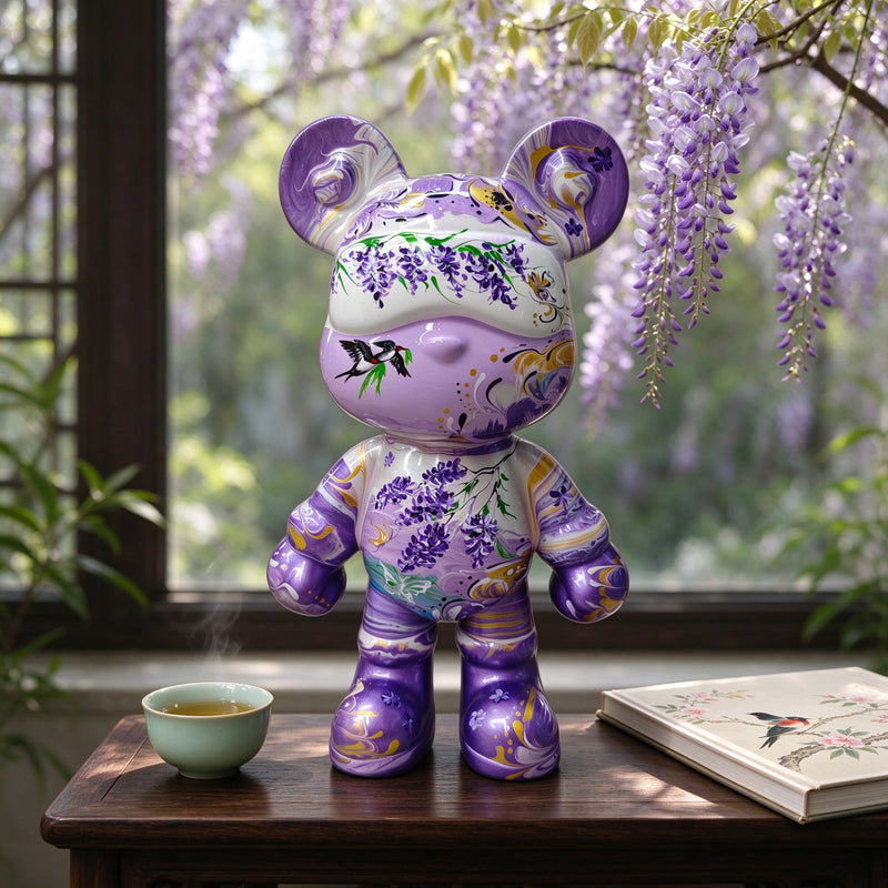 Wisteria Swallow Fluid Art Bear