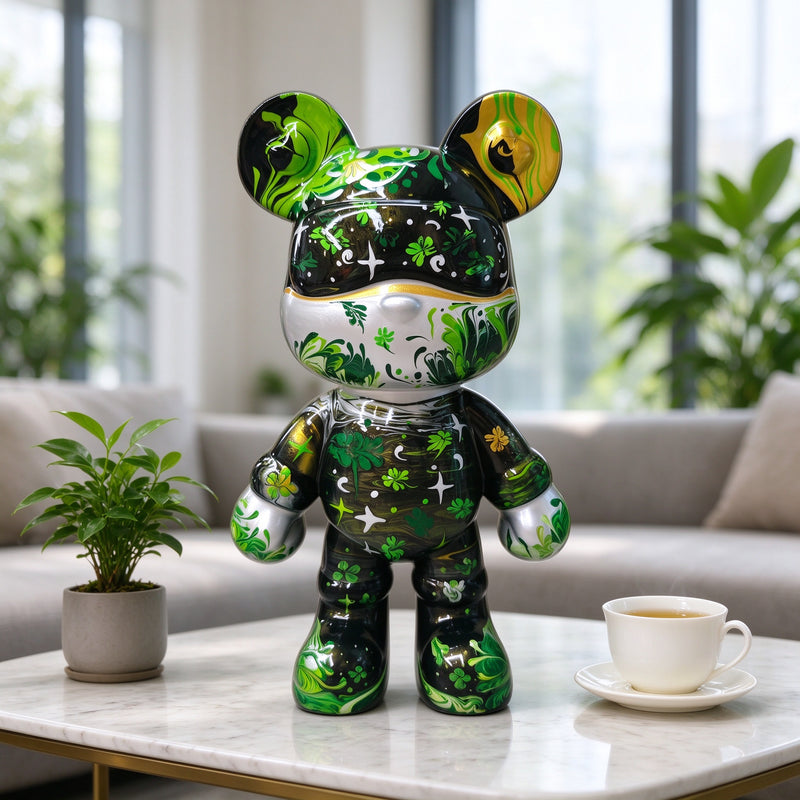 Jade Fortune Fluid Art Bear