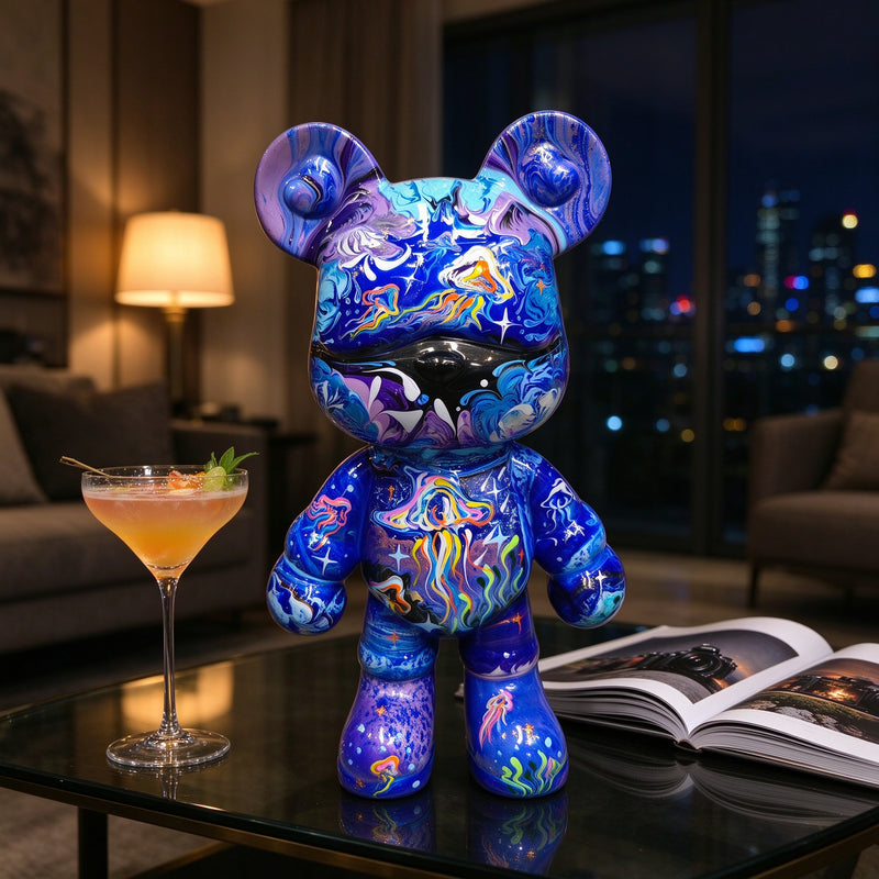 Galaxy Drift Fluid Art Bear