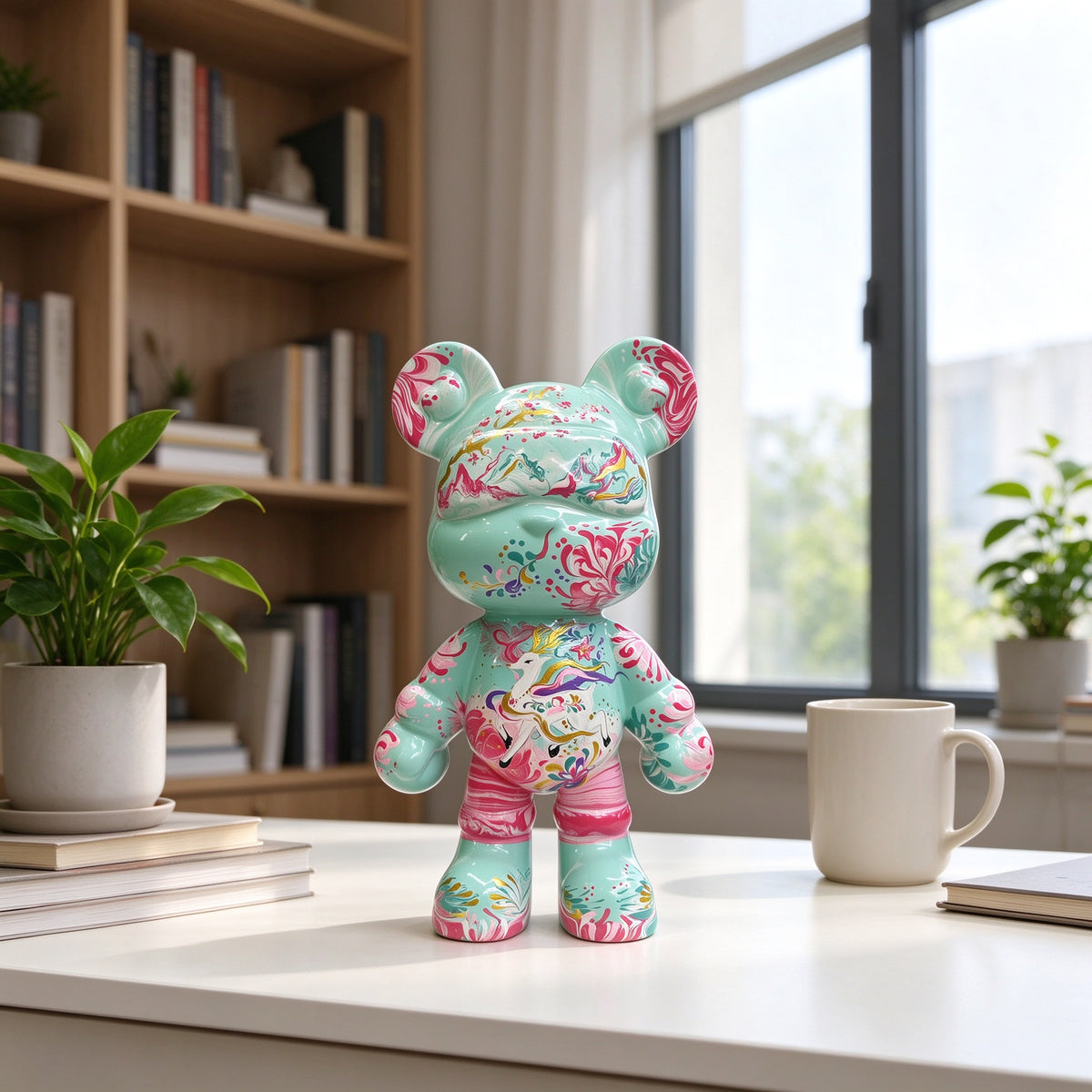 Mint Deer Fluid Art Bear