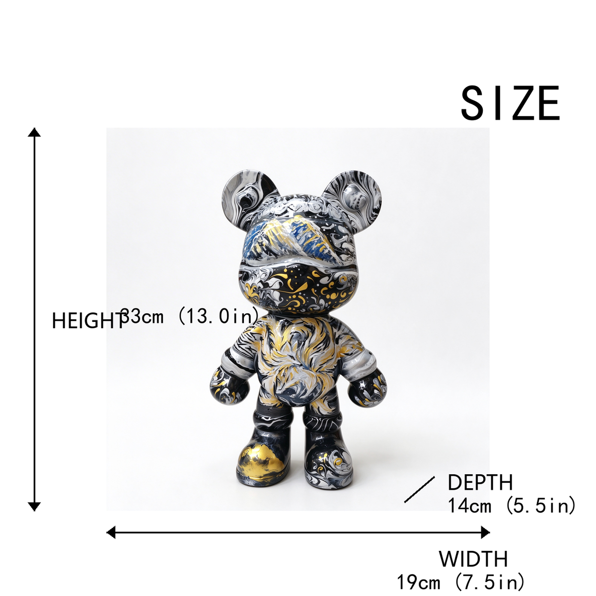 Onyx Marble Fluid Art Bear