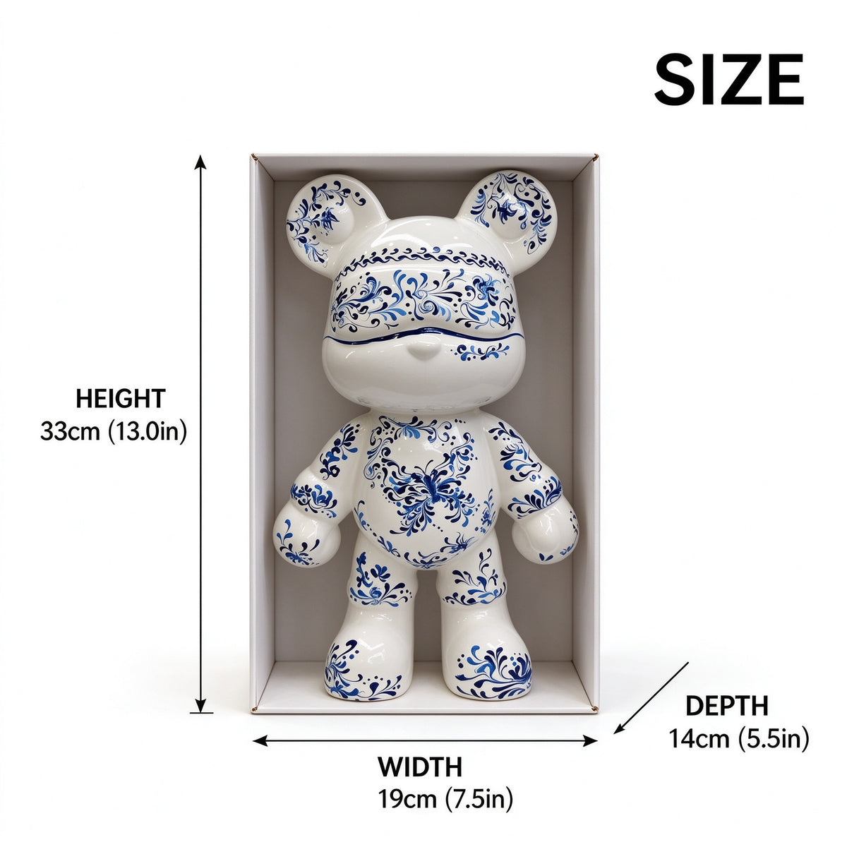 Porcelain Blue Fluid Art Bear