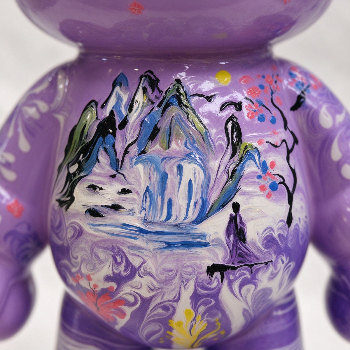 Violet Landscape Fluid Art Bear